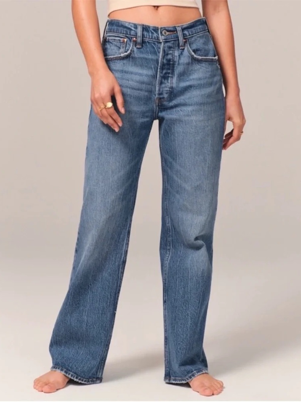 Abercrombie & Fitch 90s Baggy Low Rise Curve Love Jeans Button-Fly Size 28/6R